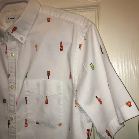 Old Navy Hot Sauce/Condiments Print Button Down Shirt - Picture 5 of 10